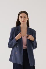Grazia Double Breasted Blazer in Navy Blue