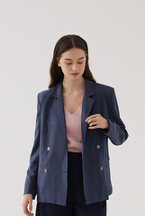 Grazia Double Breasted Blazer in Navy Blue