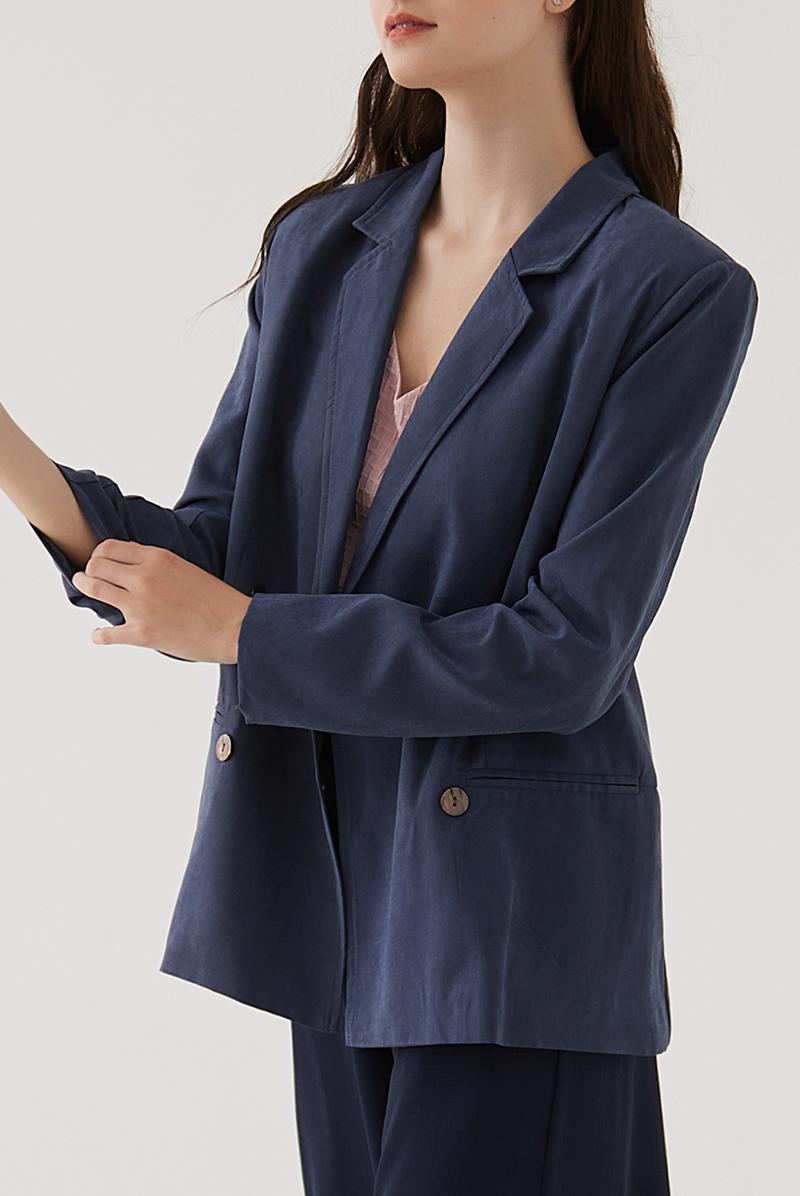 Grazia Double Breasted Blazer in Navy Blue