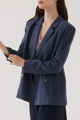 Grazia Double Breasted Blazer in Navy Blue