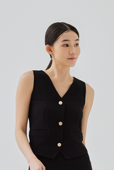 Kandice V-Neck Vest in Black