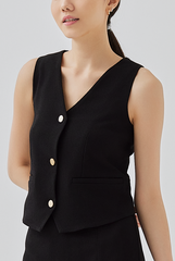 Kandice V-Neck Vest in Black