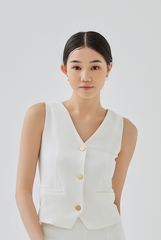 Kandice V-Neck Vest in White