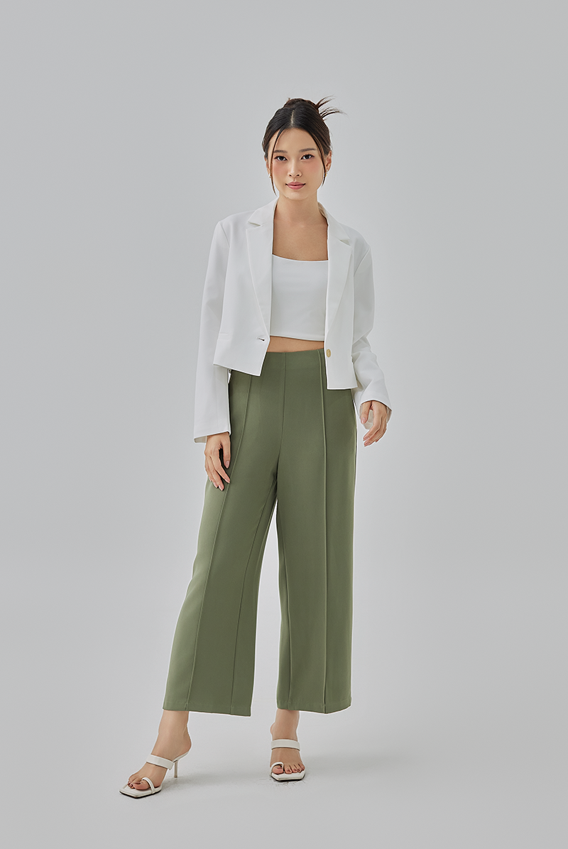 Kelyn Cropped Single Button Blazer in White