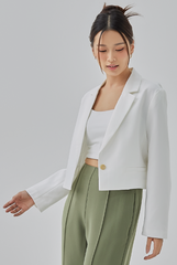 Kelyn Cropped Single Button Blazer in White