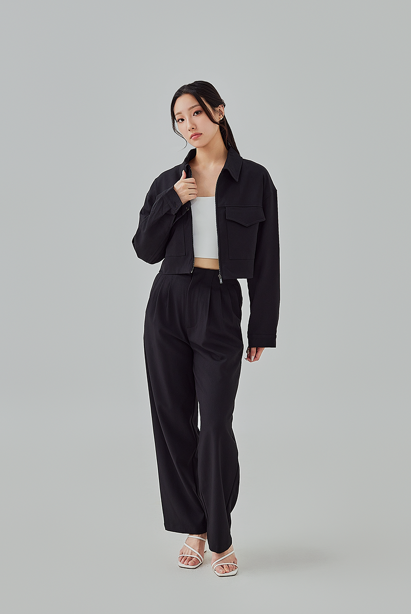 Aida Zip-Up Jacket in Black 