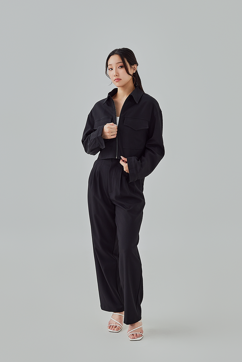 Aida Zip-Up Jacket in Black 