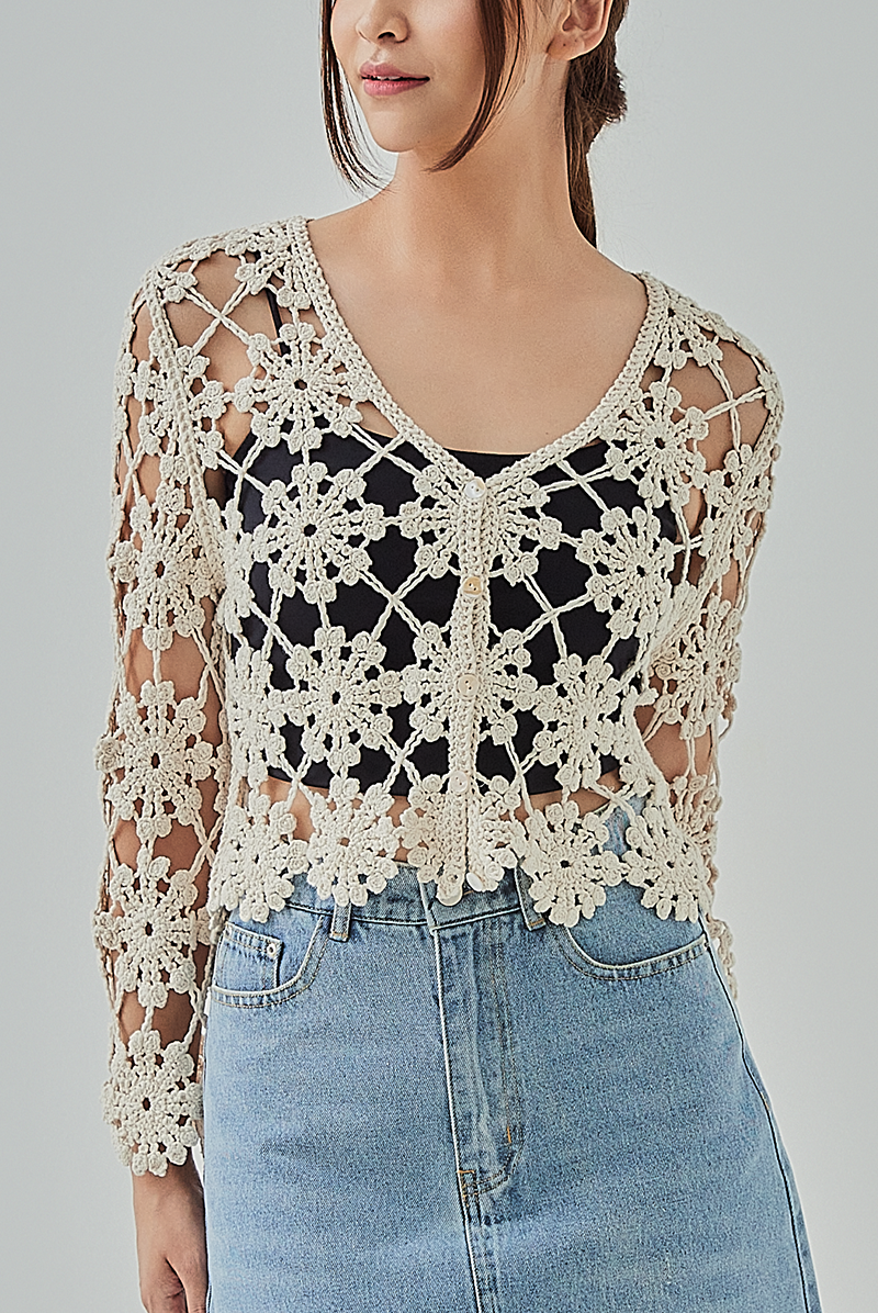 Carys Lace Crochet Cardigan