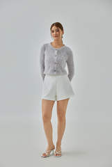 Auslyn Furry Knit Heart Button-Up Cardigan