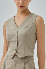 [B1F1] Bella Striped Vest Top