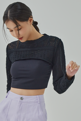 Isabella Hollow Knit Cropped Sweater