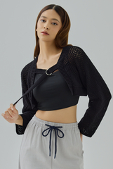 Tate Buckle-Front Knit Shrug Cardigan