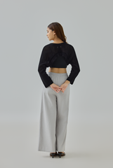 Tate Buckle-Front Knit Shrug Cardigan