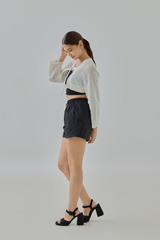 Tate Buckle-Front Knit Shrug Cardigan