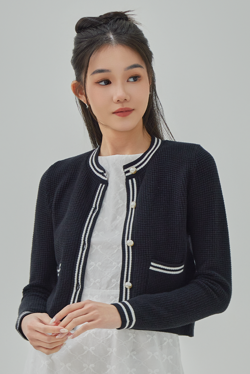 Lillian Waffle Textured Knit Cardigan
