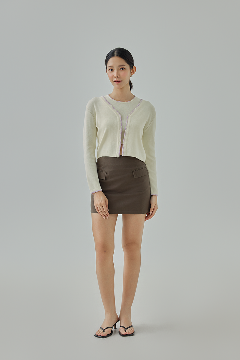 Liz Contrast Knit Cardigan