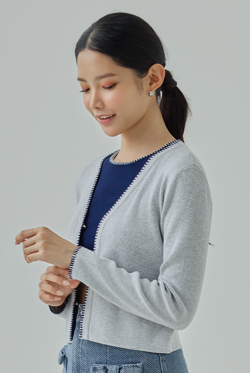 Liz Contrast Knit Cardigan