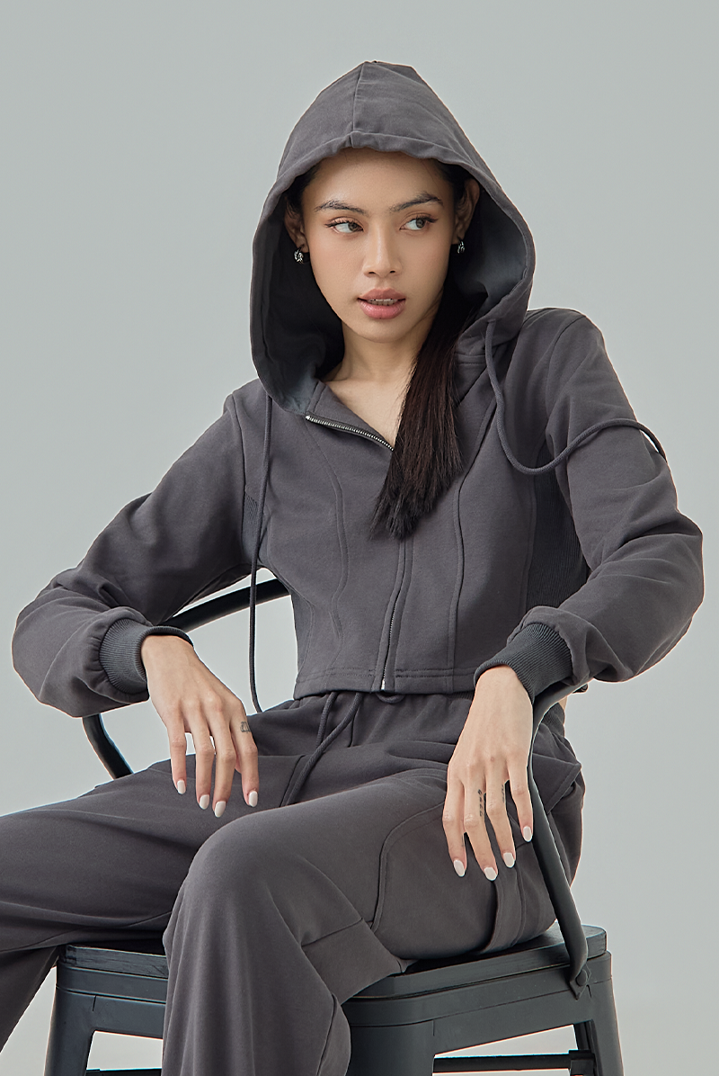 Ainsley Cropped Zip Hoodie Jacket