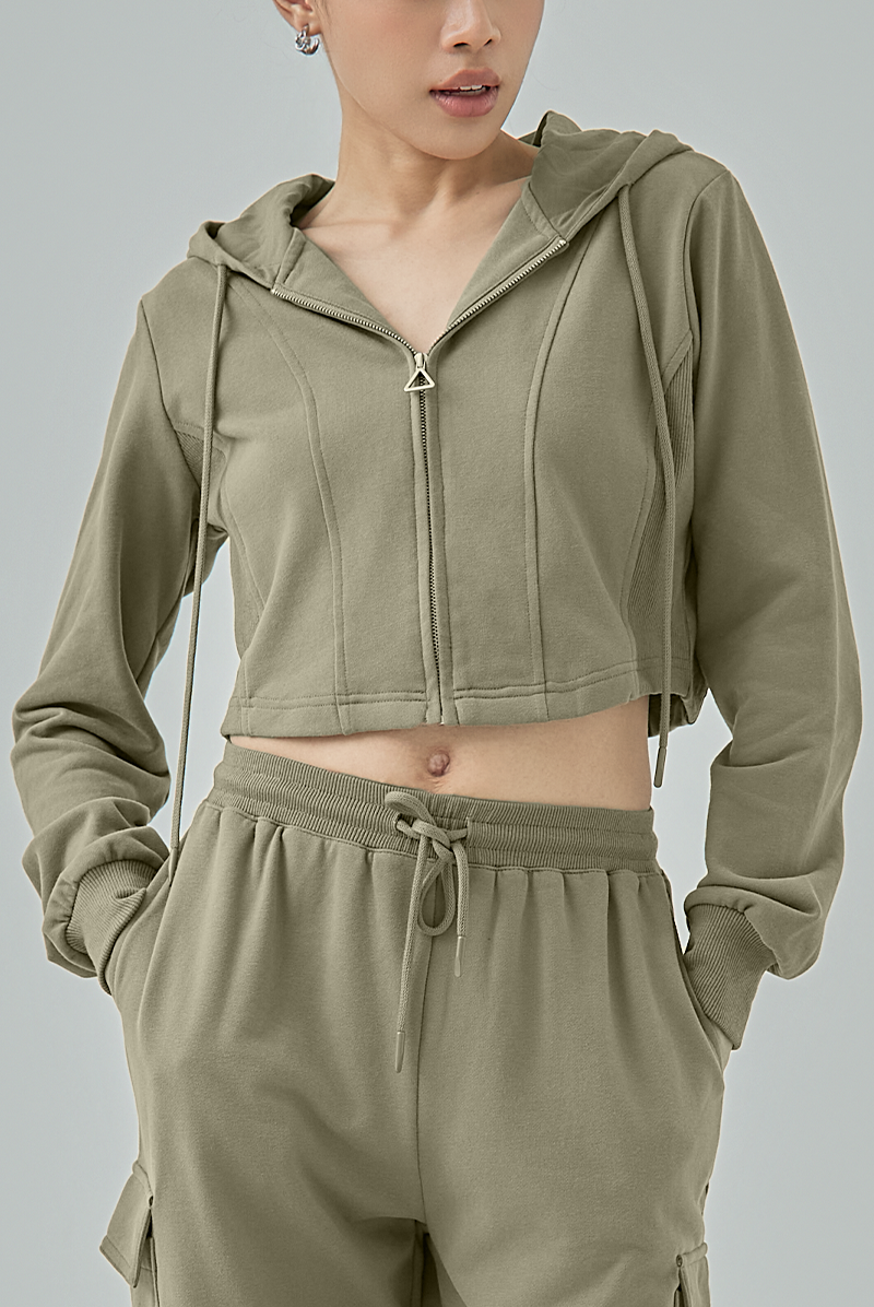 Ainsley Cropped Zip Hoodie Jacket