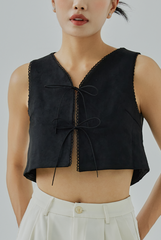 Talia Front Self-Tie Closure Vest Outer Top