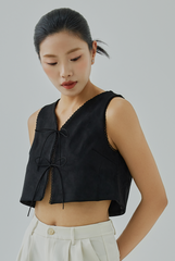 Talia Front Self-Tie Closure Vest Outer Top