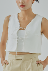 Talia Front Self-Tie Closure Vest Outer Top