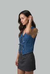 Sia Tie-Front Denim Vest