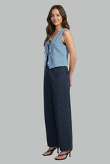 Sia Tie-Front Denim Vest