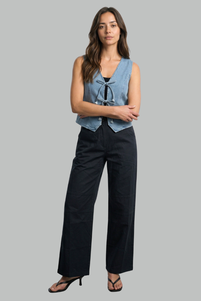 Sia Tie-Front Denim Vest