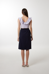Sheena Front Slit Skirt in Navy Blue