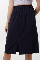 Sheena Front Slit Skirt in Navy Blue