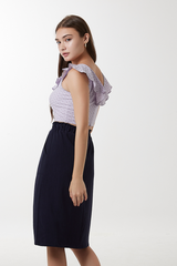 Sheena Front Slit Skirt in Navy Blue