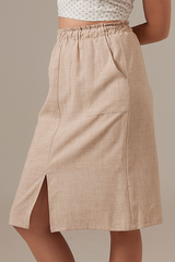 Sheena Front Slit Skirt in Beige