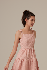 Iris Tri-Tiered Dress in Blush