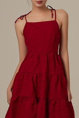 Iris Tri-Tiered Dress in Burgundy