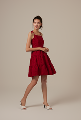 Iris Tri-Tiered Dress in Burgundy