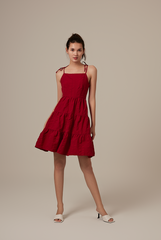 Iris Tri-Tiered Dress in Burgundy