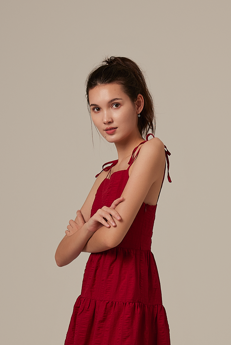 Iris Tri-Tiered Dress in Burgundy