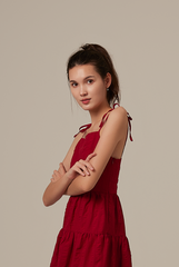 Iris Tri-Tiered Dress in Burgundy