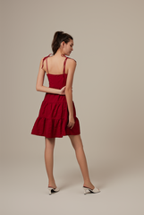 Iris Tri-Tiered Dress in Burgundy