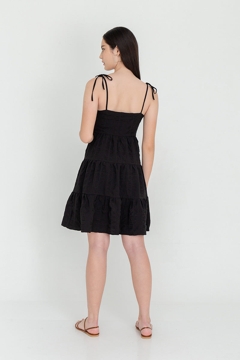 Iris Tri-Tiered Dress in Black