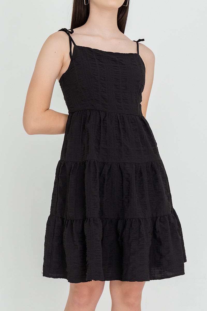 Iris Tri-Tiered Dress in Black