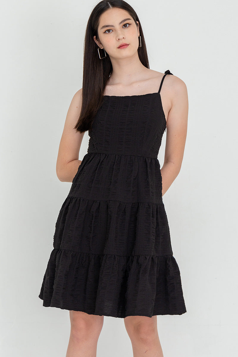 Iris Tri-Tiered Dress in Black
