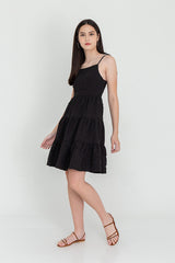 Iris Tri-Tiered Dress in Black