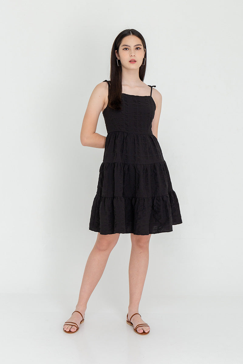 Iris Tri-Tiered Dress in Black