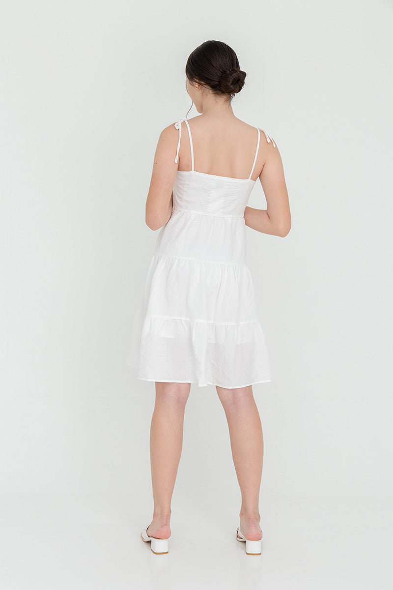 Iris Tri-Tiered Dress in White