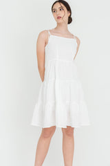 Iris Tri-Tiered Dress in White
