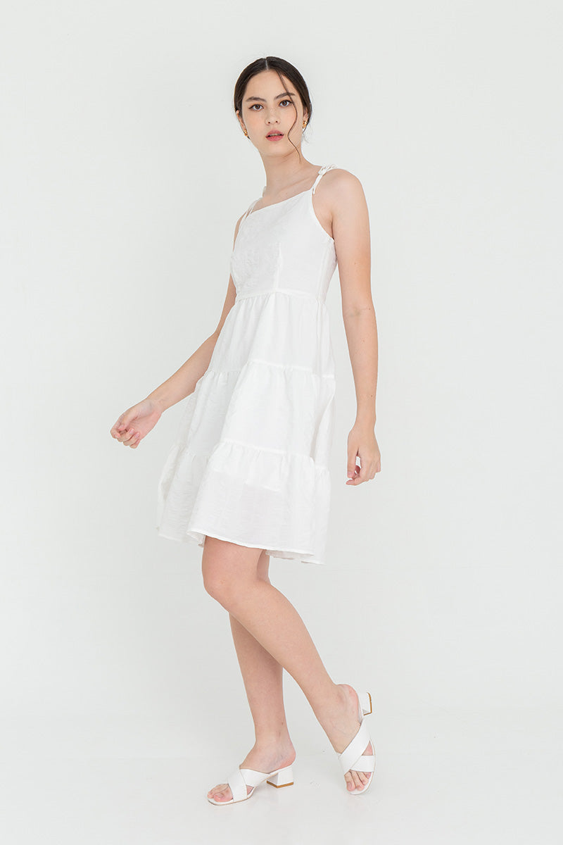 Iris Tri-Tiered Dress in White