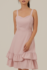 Judy Sweetheart Ruffle Dress in Light Pink
