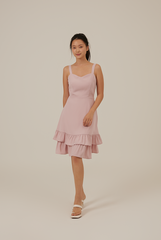 Judy Sweetheart Ruffle Dress in Light Pink